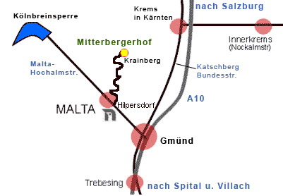 Detailkarte zum Mitterbergerhof im Maltatal